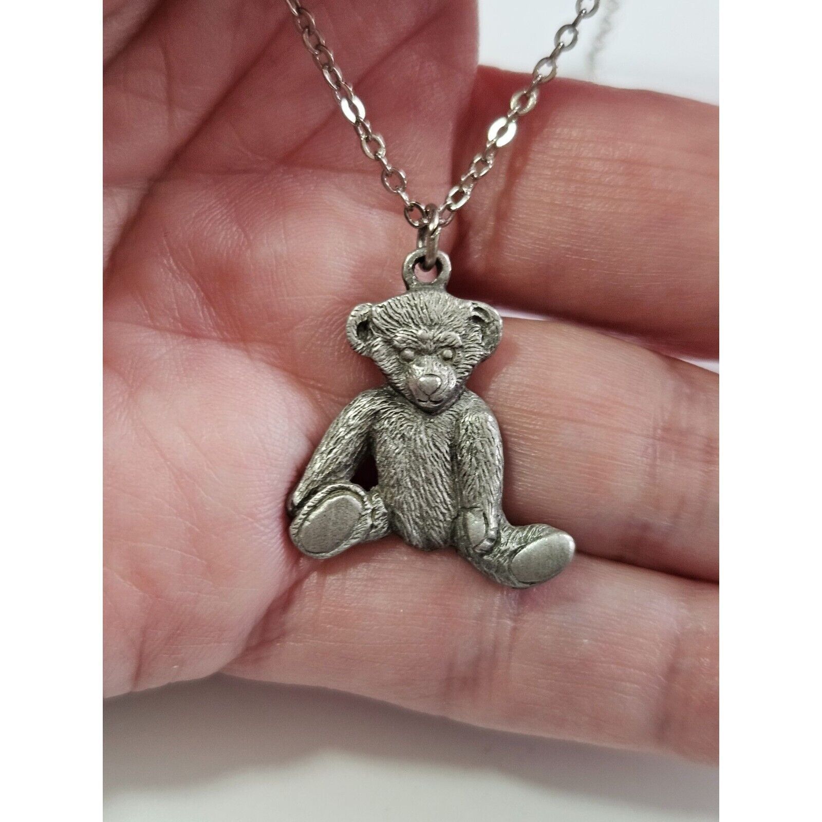 **Last Chance!! Final Sale** Vintage Pewter Usps Bear Pendant Necklace